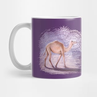 Timeworn Camel in the Desert with Mandalas Mug